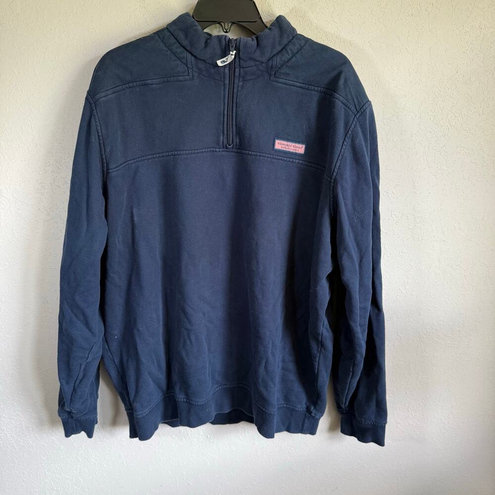 Mens XL Blue Vineyard Vines Preppy Fall Classic Heavyweight Quarter Zip Pullover